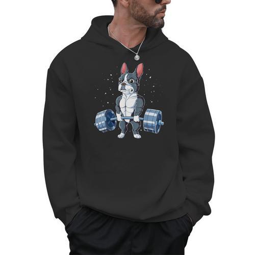 Boston Terrier Weightlifting Deadlift Men Fitness Gym Men Hoodie - Bostonterriersmerch.com