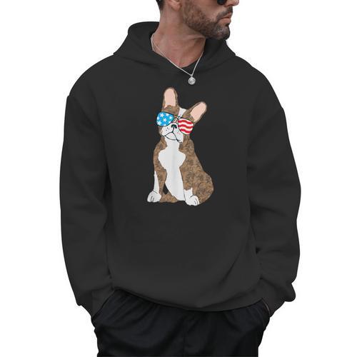 Brindle Boston Terrier Dog Patriotic Shirt USA Flag Men Hoodie - Bostonterriersmerch.com