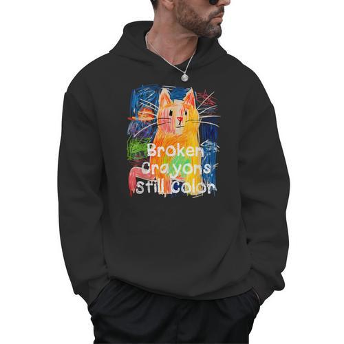 Broken Crayons Still Color Cat Teacher Men Hoodie - teacherstshirts.com AU