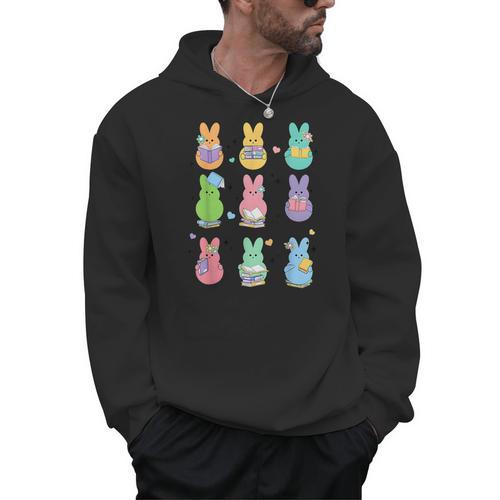 Bunny Reading Books Easter Day Librarian Teacher Book Men Hoodie - teacherstshirts.com AU