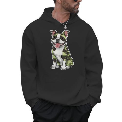 Camo Boston Terrier Pet Owner Camouflage Dog Lover Men Hoodie - Bostonterriersmerch.com