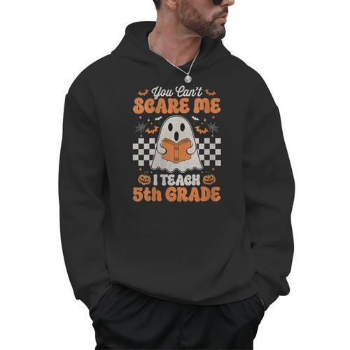 You Can't Scare Me I Teach 5th Grade Retro Teacher Halloween Men Hoodie - teacherstshirts.com AU