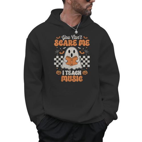You Can't Scare Me I Teach Music Retro Teacher Halloween Men Hoodie - teacherstshirts.com CA