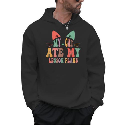 My Cat Ate My Lesson Plans Teacher Sarcastic Men Hoodie - teacherstshirts.com UK
