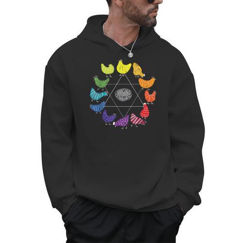Chicken Themed Color Wheel Educational Art Teacher Artist Men Women Girls Kids Men Hoodie - teacherstshirts.com