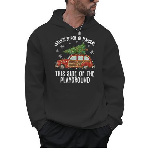 Christmas Teacher Squad Festive Car Tree Lights Xmas Men Hoodie - teacherstshirts.com AU