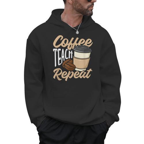Coffee Teach Repeat Teacher Men Hoodie - teacherstshirts.com AU