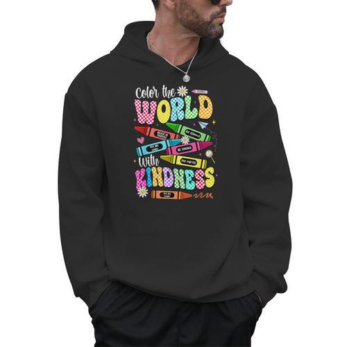 Color The World With Kindness Teacher Back To School Men Hoodie - teacherstshirts.com UK