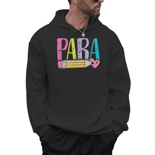 Colorful PARA Teacher Paraprofessional Cute Pencil Men Hoodie - teacherstshirts.com CA