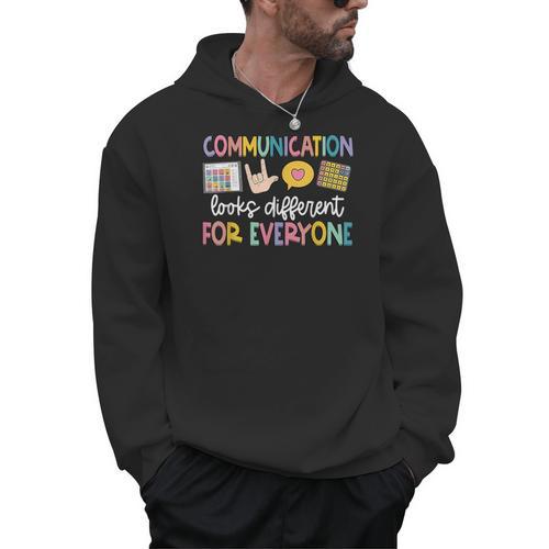Communication Looks Different Tee Shirt Kids -Adults Teacher Animal Print Small Short Sleeve Classic Fit Crew Neck Polyester 100 Men Hoodie - teacherstshirts.com UK