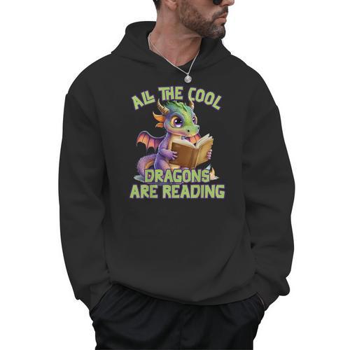 All The Cool Dragons Are Reading Dragon Teacher Men Hoodie - teacherstshirts.com