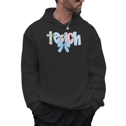 Coquette Bow Teach Teacher Happy First Day Back To School Men Hoodie - teacherstshirts.com CA