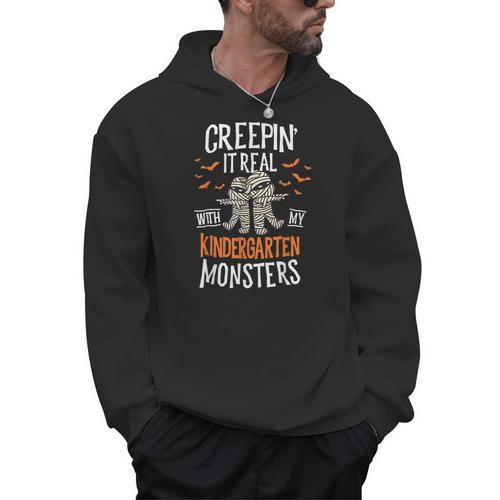 Creepin It Real Kindergarten Monsters Halloween Teacher Men Hoodie - teacherstshirts.com AU