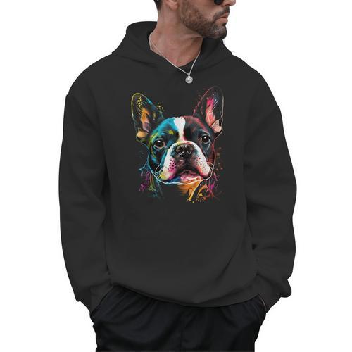 Cute Boston Terrier Puppy Dog Art Lover Unique Painting For Men Women Kids Men Hoodie - Bostonterriersmerch.com