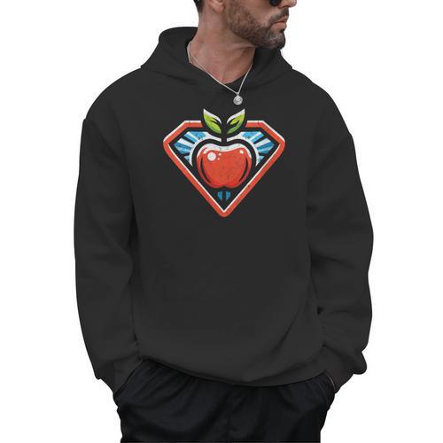 Cute Distressed Super Teacher Superhero Apple Men Hoodie - teacherstshirts.com AU