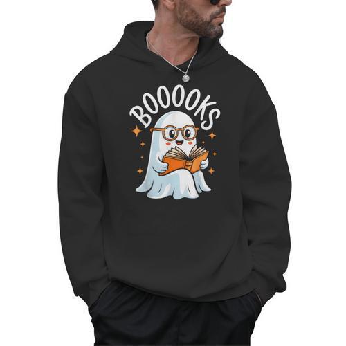 Cute Ghost Reading Book Librarian Teacher Halloween Costume Men Hoodie - teacherstshirts.com CA