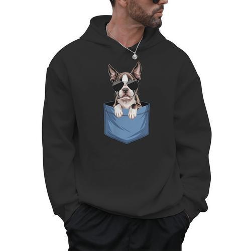 Cute Pocket Boston Terrier Lover Dog Mom Men Hoodie - Bostonterriersmerch.com