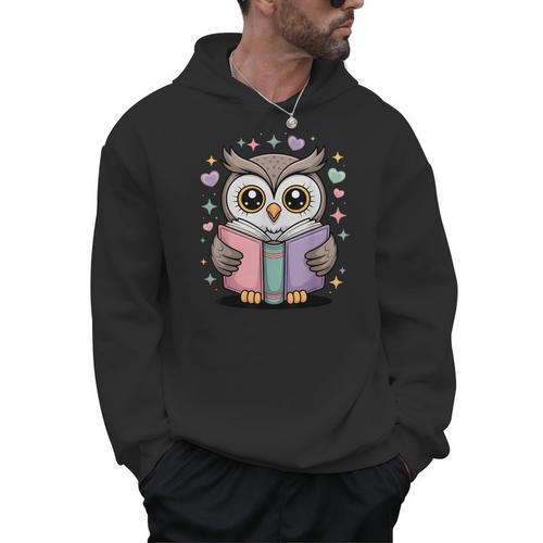 Cute Reading Owl Book Lover Teacher Librarian Bookworm Men Hoodie - teacherstshirts.com AU