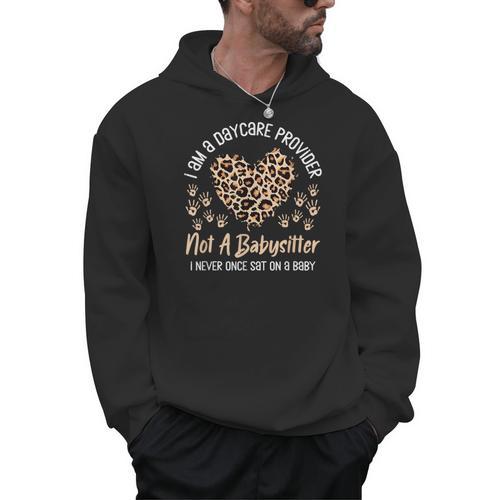 Daycare Provider Teacher Childcare Worker Leopard Heart Fun Men Hoodie - teacherstshirts.com AU
