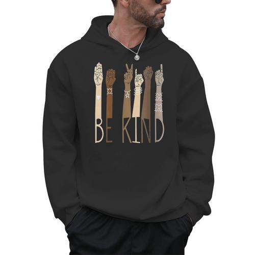 Deaf Be Kind Sign Language Hand Talking Teachers Interpreter Men Hoodie - teacherstshirts.com