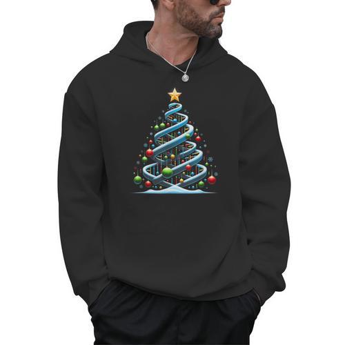 DNA Helix Christmas Tree Scientist Biology Science Teacher Men Hoodie - teacherstshirts.com