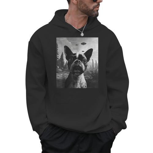 Dog Mom Dad Alien Selfie Boston Terrier UFO For Men Women Men Hoodie - Bostonterriersmerch.com