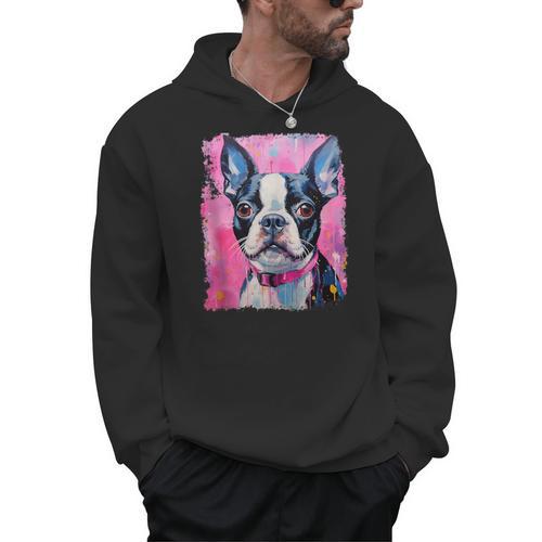 Dog Pink Boston Terrier Men Hoodie - Bostonterriersmerch.com