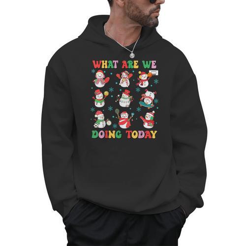 What Are We Doing Today PE Teacher Snowman Christmas Men Hoodie - teacherstshirts.com CA