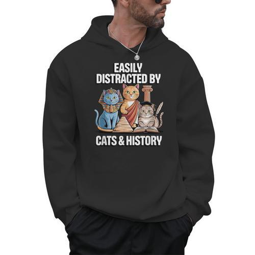 Easily Distracted By Cats & History Teacher Women Men Men Hoodie - teacherstshirts.com