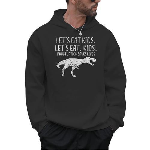 Lets Eat Kids Punctuation Saves Lives Dino Teacher Men Men Hoodie - teacherstshirts.com CA