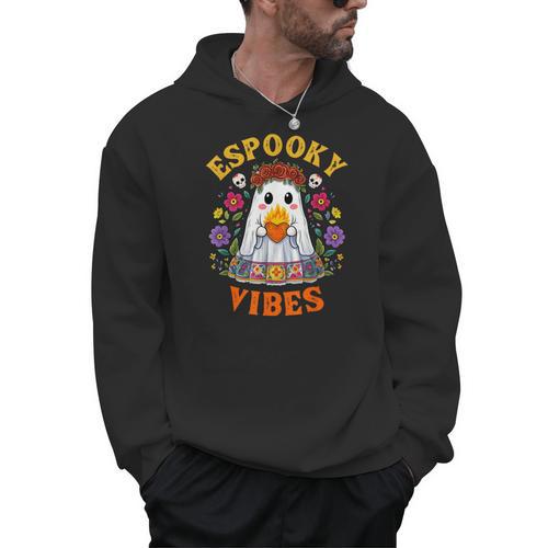 Espooky Vibes Spanish Mexican Halloween Ghost Teachers Men Hoodie - teacherstshirts.com AU