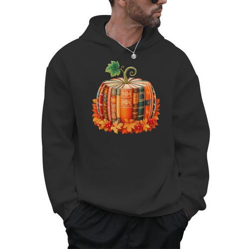 Fall Book Autumn Reading Teacher Halloween Pumpkin Season Men Hoodie - teacherstshirts.com CA