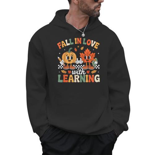Fall In Love With Learning Shirt Autumn Thanksgiving Teacher Men Hoodie - teacherstshirts.com UK