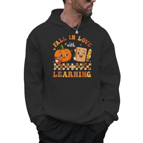 Fall In Love With Reading Book Autumn Pumpkins And Teachers Men Hoodie - teacherstshirts.com UK