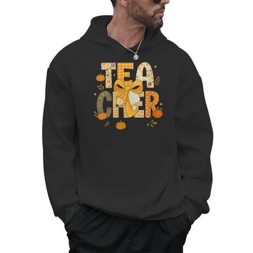 Fall Teacher Pumpkin Coquette Bow Autumn Classroom Men Hoodie - teacherstshirts.com