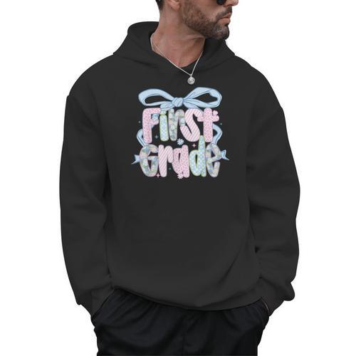 First Grade Coquette Bow Girls Teacher Team 1st Grade Squad Men Hoodie - teacherstshirts.com UK