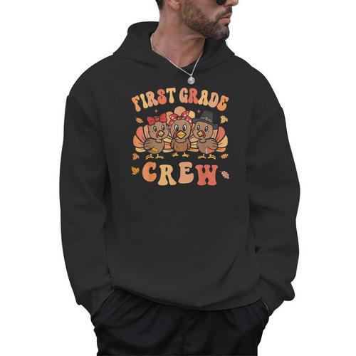 First Grade Crew Thanksgiving Fall Teacher 1st Grade Team Men Hoodie - teacherstshirts.com AU