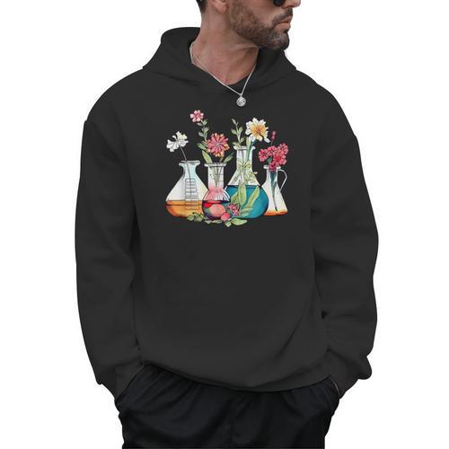 Floral Beakers Chemistry Lab Teacher Men Hoodie - teacherstshirts.com UK