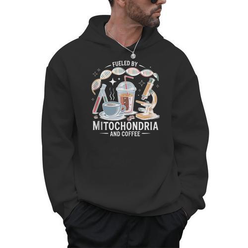 Fueled By Mitochondria Coffee Science Teacher Student Men Hoodie - teacherstshirts.com