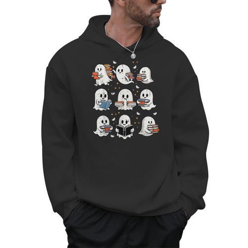 Ghosts With Books Library Halloween Men Women Kids Teacher Men Hoodie - teacherstshirts.com UK