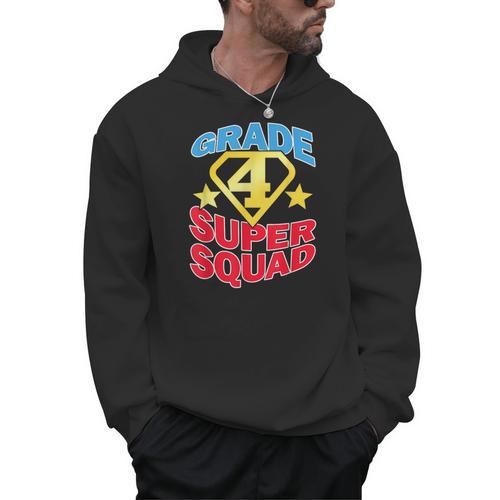 Grade 4 Super Squad Superhero Teacher Team Men Hoodie - teacherstshirts.com UK