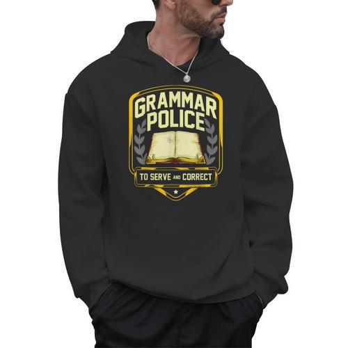 Grammar Police To Serve And Correct English Teacher Men Hoodie - teacherstshirts.com DE
