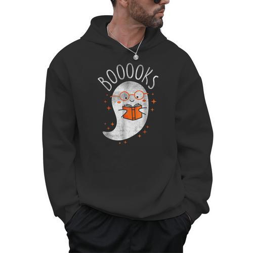 Halloween Cute Ghost Book Reading Teacher Men Hoodie - teacherstshirts.com