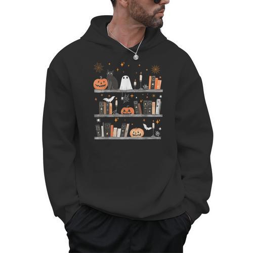 Halloween Library Ghost Books Teacher Spooky Trick Or Teach Men Hoodie - teacherstshirts.com AU