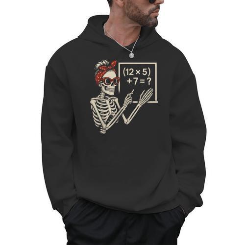 Halloween Math Teacher Skeleton Six Seven Meme Brainrot Men Hoodie - teacherstshirts.com