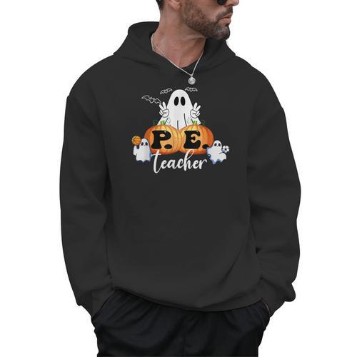 Halloween PE Teacher Ghosts Pumpkins Sports Lover Men Hoodie - teacherstshirts.com