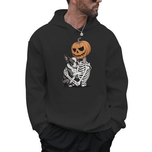 Halloween Skeleton Boston Terrier Men Hoodie - Bostonterriersmerch.com CA