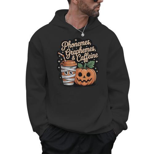 Halloween Teacher Phonemes Graphemes Caffeine Coffee Lover Men Hoodie - teacherstshirts.com AU