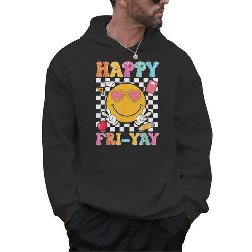 Happy Fri-Yay Groovy Teacher Friday Weekend Fri Yay Men Hoodie - teacherstshirts.com CA