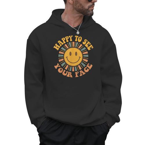 Happy To See Your Face Retro Happy Teacher Back To School Men Hoodie - teacherstshirts.com UK